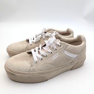 Vans Seldan Platform Sneaker Shoes Round Toe Women's Beige Suede Size US8 EU38.5